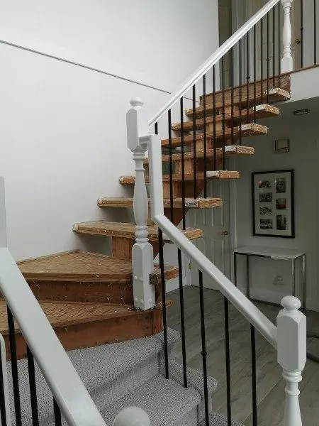 Halfway: the bottom steps carpeted