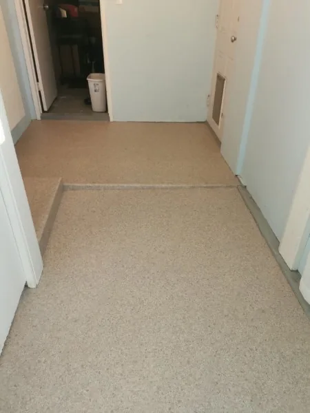 Finished sheet vinyl down a hallway in Mission, laid over a levelled floor