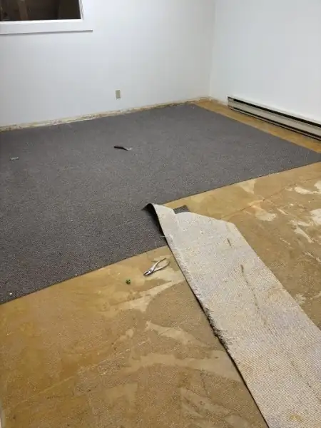 The old carpet coming up